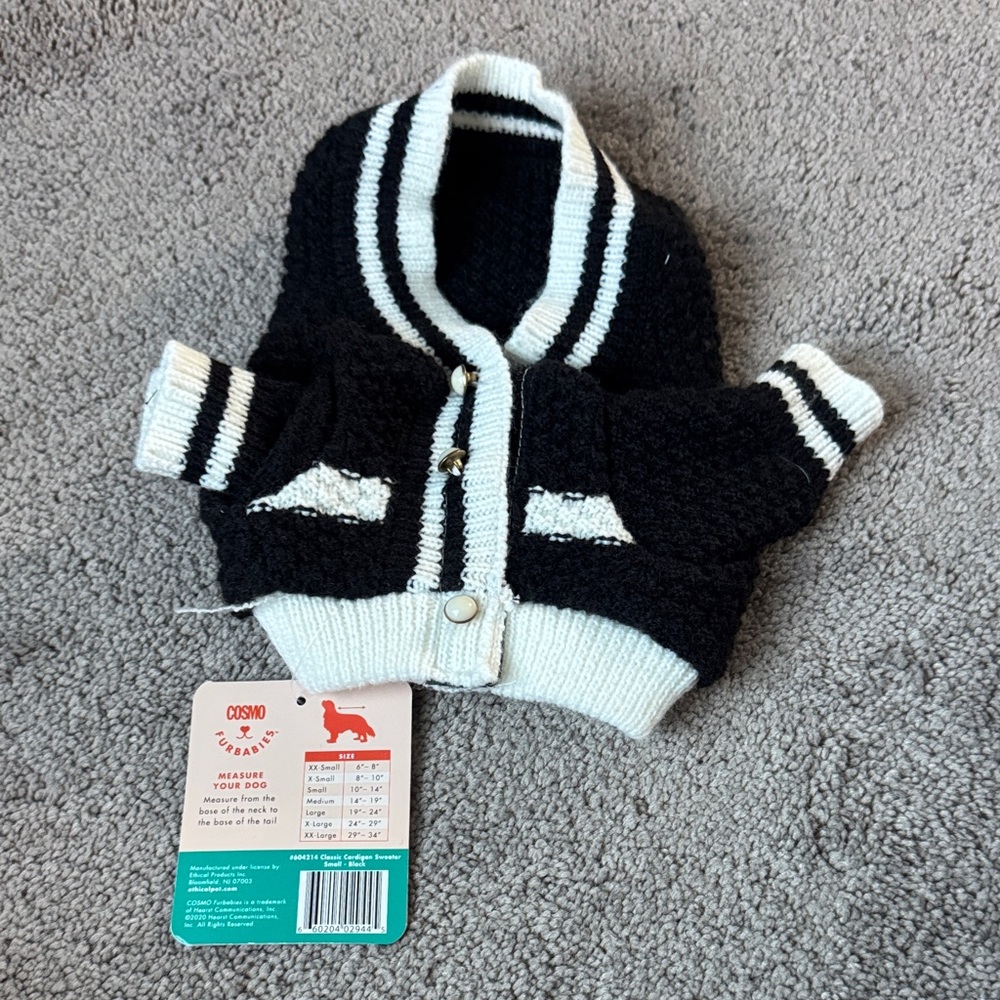 Cosmo Furbabies Black Dog Cardigan SIZE S